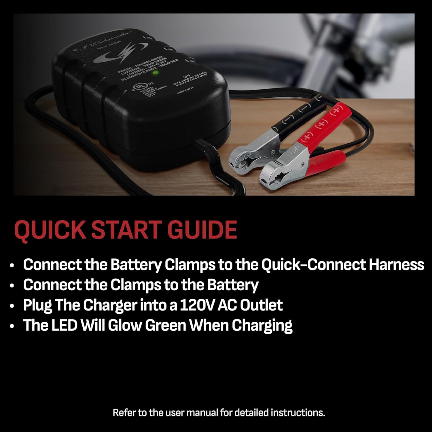 imageSchumacher Electric 08A Car Battery Charger and Maintainer 2in1 Solution for 12V Power Sport Automotive and Marine Batteries SC1299