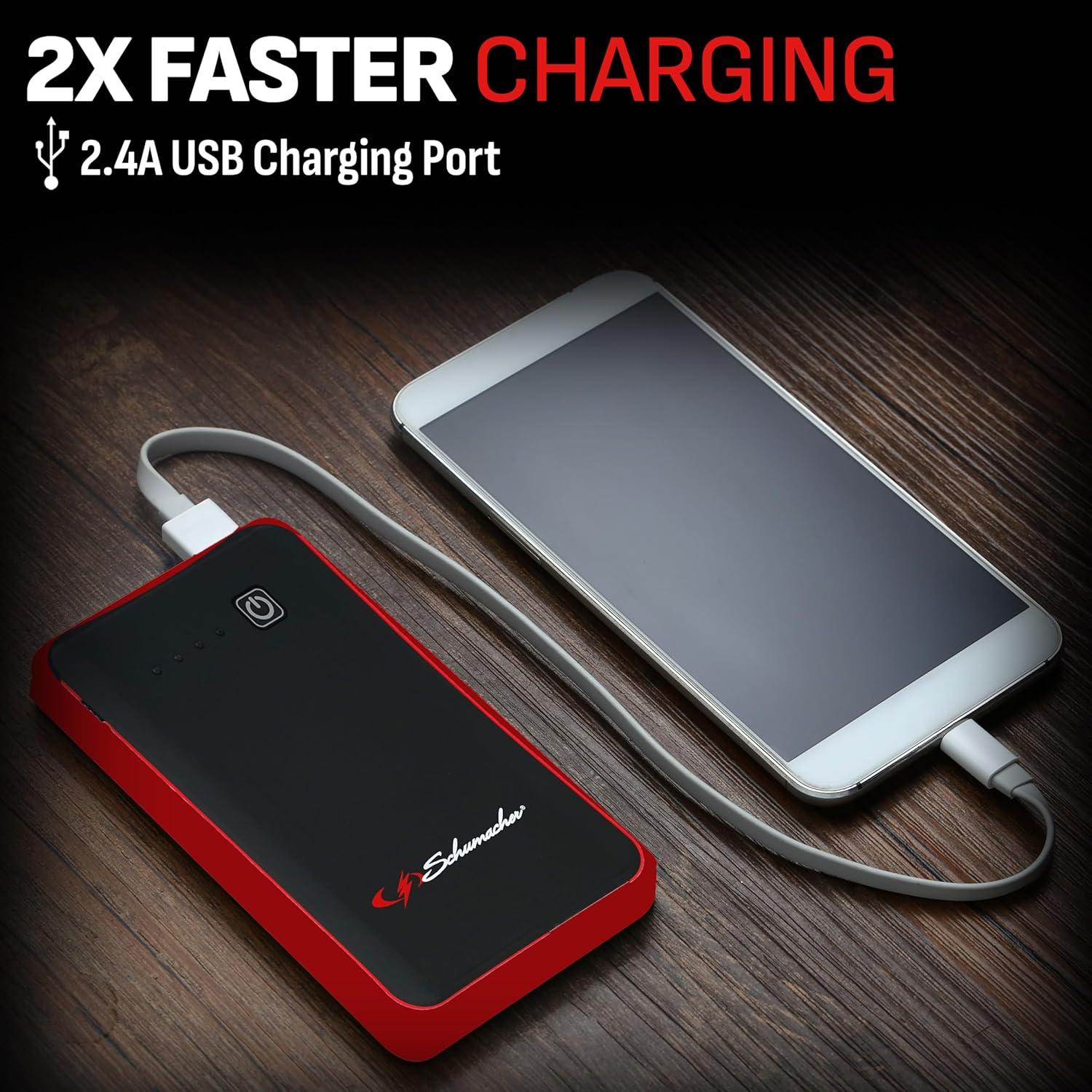imageSchumacher Electric 1000 Peak Amp 12V Portable Lithium Car Battery Jump Starter ampamp Power Pack  Lithium Ion Jump Box  with USB Charging ampamp LED Emergency Light  SL1639800 Amp