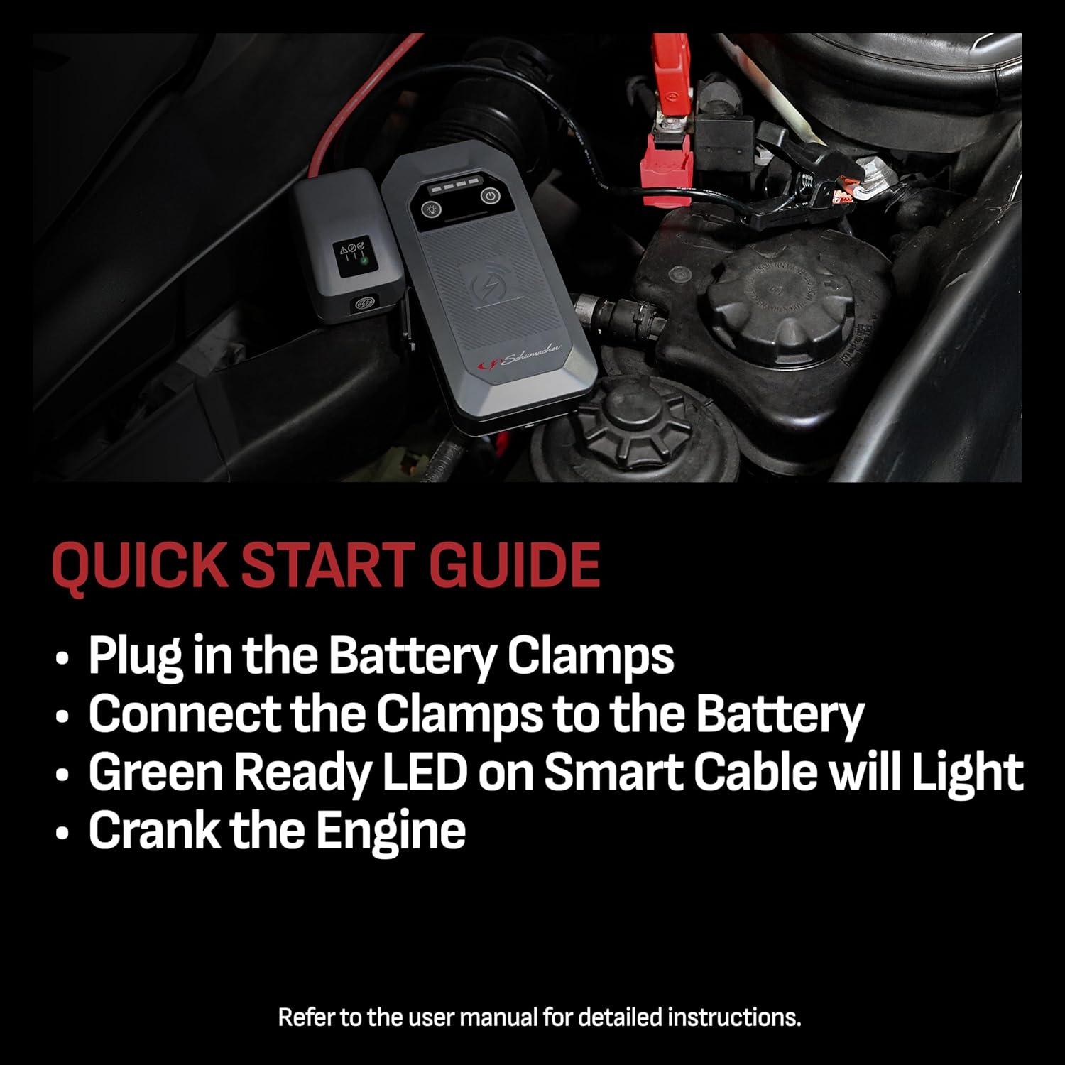 imageSchumacher Electric 12V Lithium Jump Starter ampamp Power Pack  Portable 1500A Battery Jumper with 10W Wireless Charging USBAUSBC Fast Charging ampamp MultiMode LED Flashlight  4in1 SL1674
