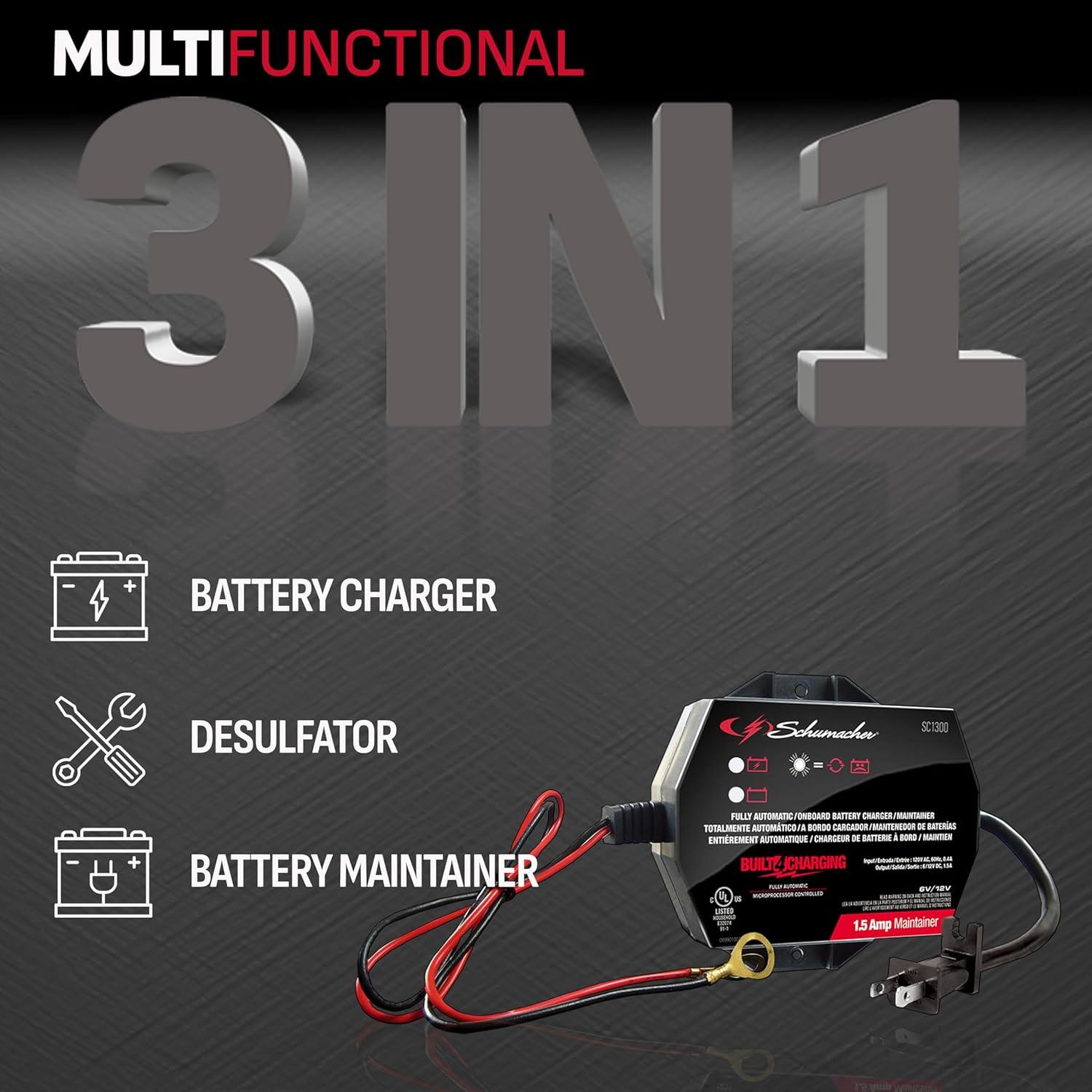 imageSchumacher Electric 15A Car Battery Charger and Maintainer 3in1 Solution for 6V12V Power Sport Automotive and Marine Batteries SC1300Pack of 2
