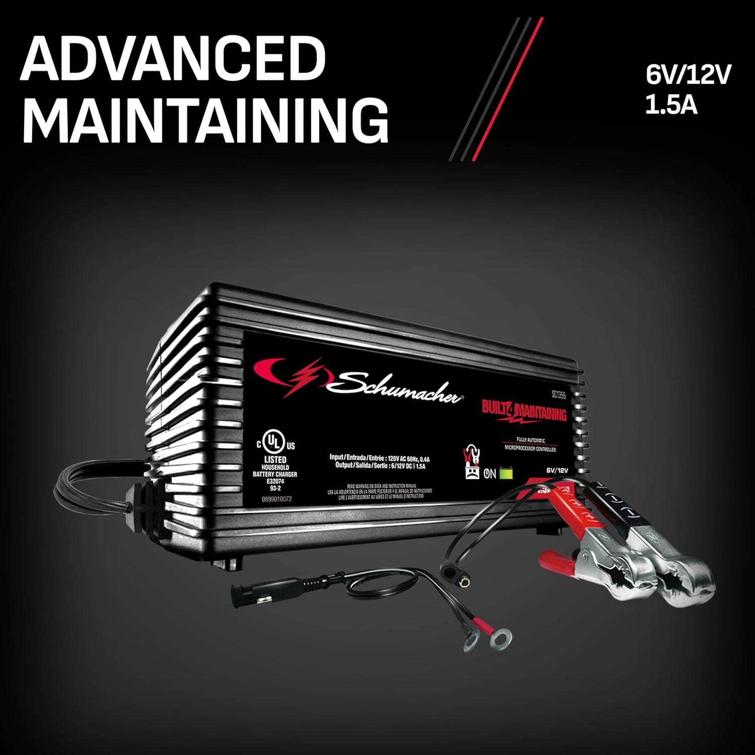 imageSchumacher Electric 15A Car Battery Charger and Maintainer 3in1 Solution for 6V12V Power Sport Automotive and Marine Batteries SC1355