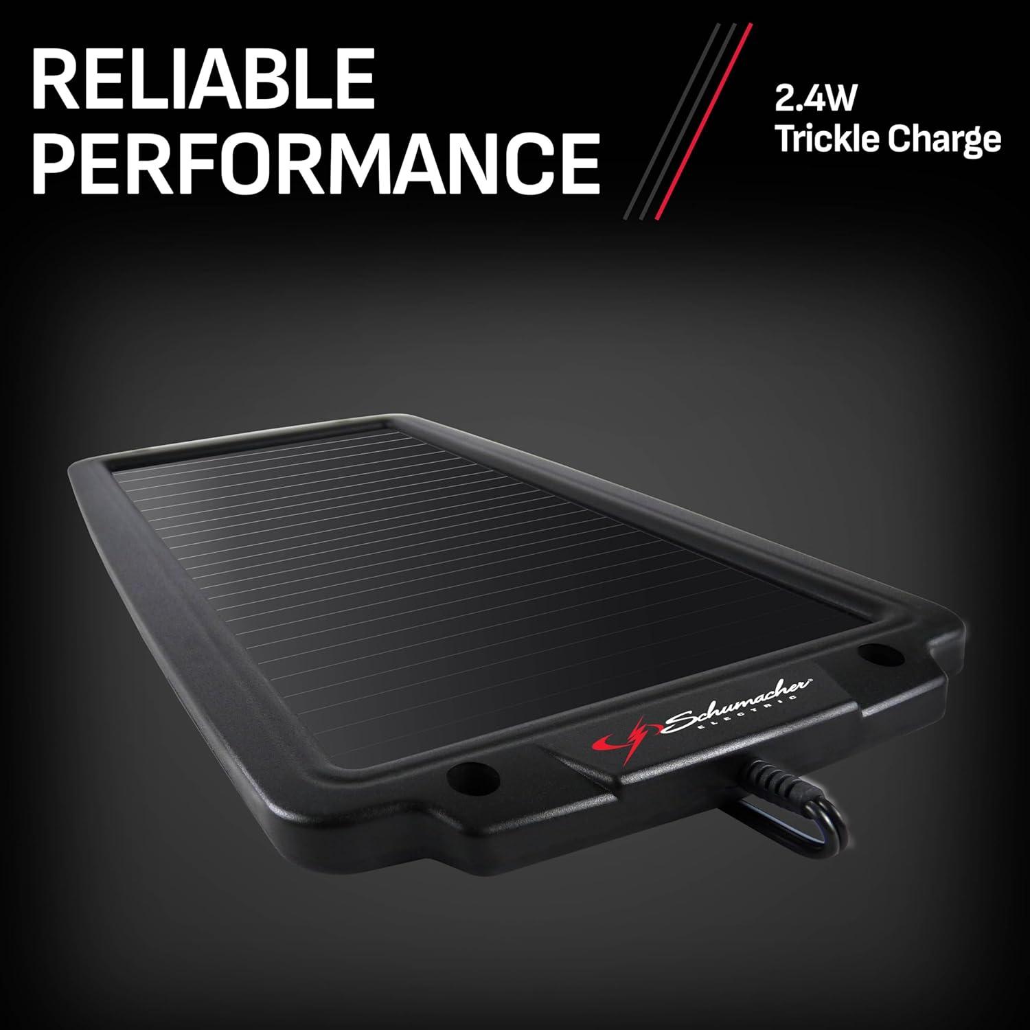 imageSchumacher Electric 24W Solar Car Battery Maintainer Amorphous Solar Technology Water Resistant for 12V Power Sport Automotive and Marine Batteries SP200