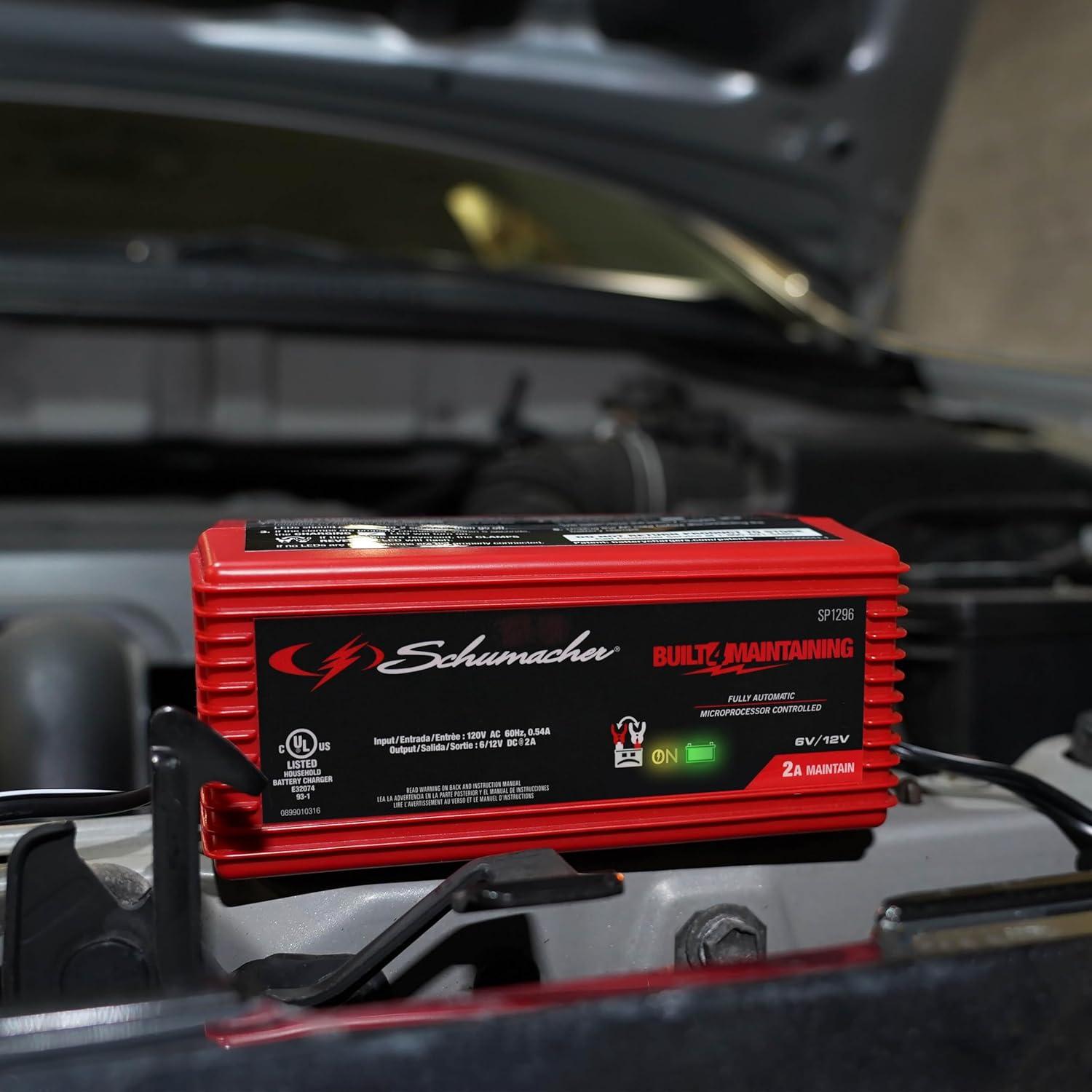 imageSchumacher Electric 2A Car Battery Charger and Maintainer 3in1 Solution for 6V12V Power Sport Automotive and Marine Batteries SP1296