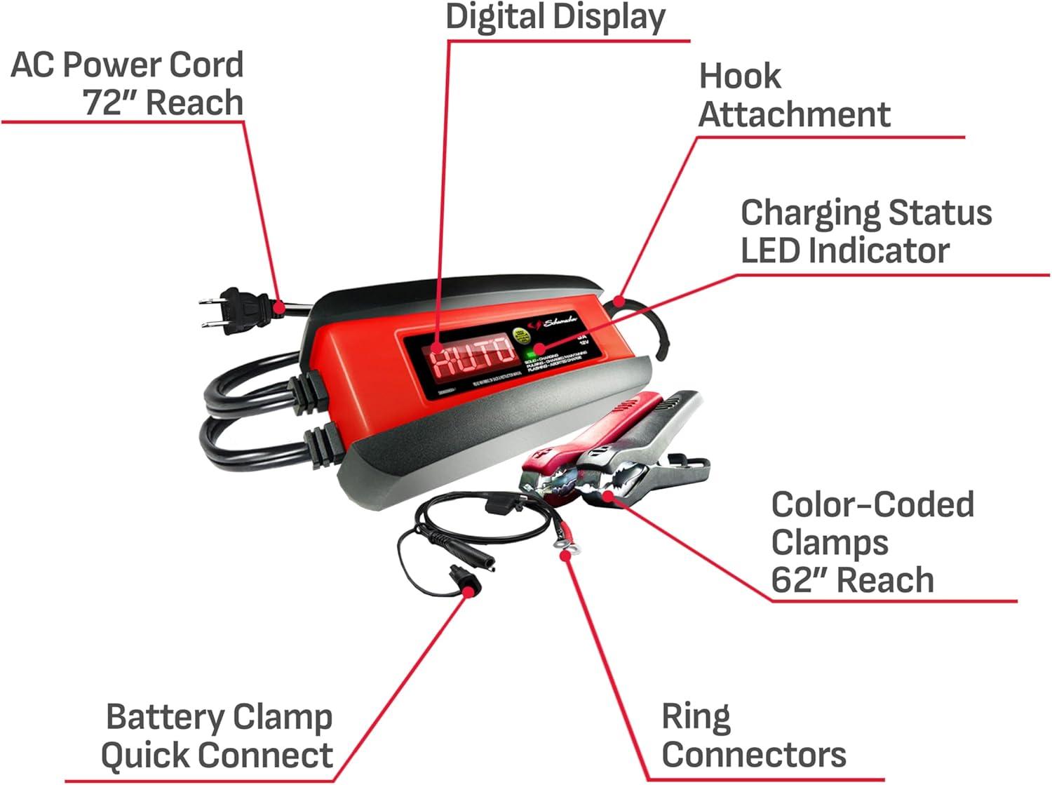 imageSchumacher Electric 3A Car Battery Charger and Maintainer 3in1 Solution for 12V Power Sport Automotive and Marine Batteries SP1297Automotive Battery Charger and Maintainer