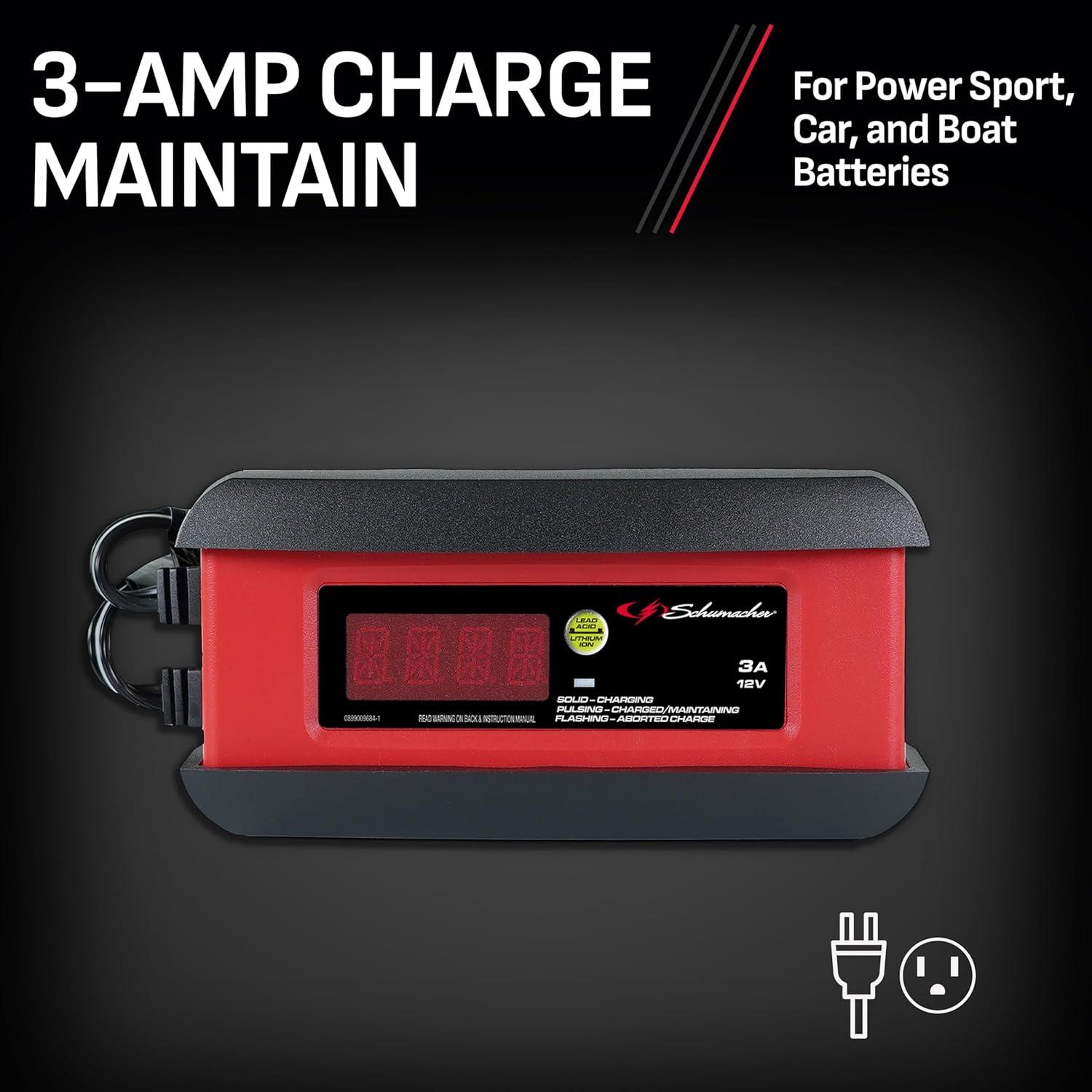 imageSchumacher Electric 3A Car Battery Charger and Maintainer 3in1 Solution for 12V Power Sport Automotive and Marine Batteries SP1297No Size Pack of 2