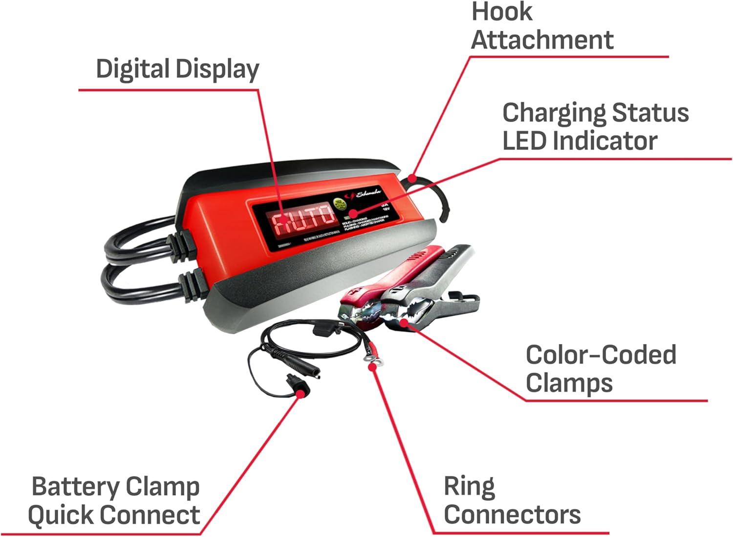 imageSchumacher Electric 3A Car Battery Charger and Maintainer 3in1 Solution for 12V Power Sport Automotive and Marine Batteries SP1297No Size Pack of 2