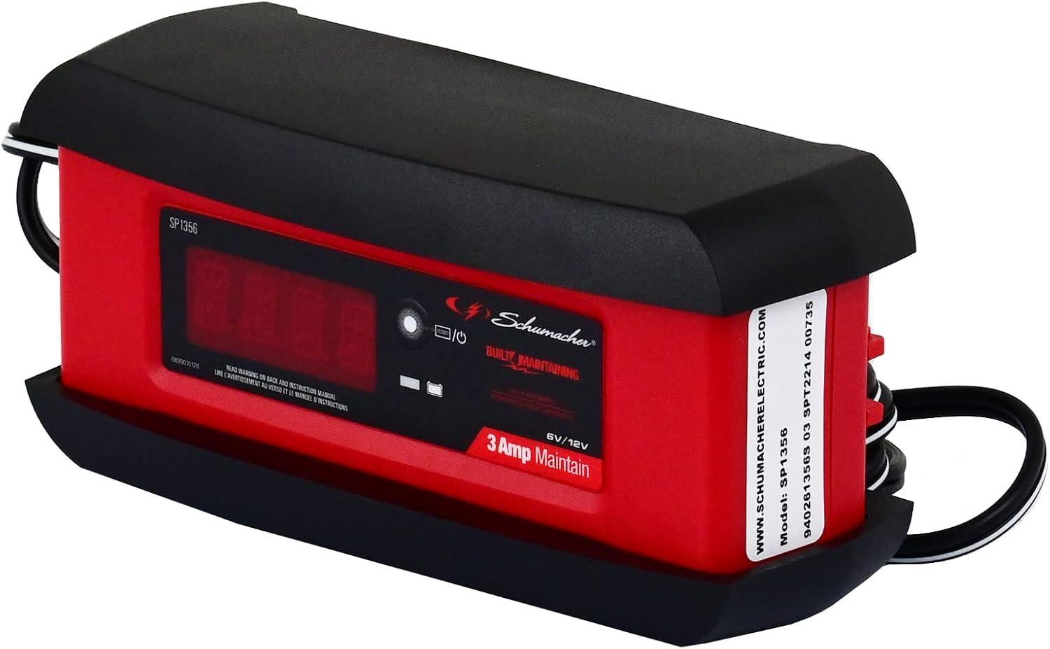 imageSchumacher Electric 3A Car Battery Charger and Maintainer 3in1 Solution for 6V12V Power Sport Automotive and Marine Batteries SP1356