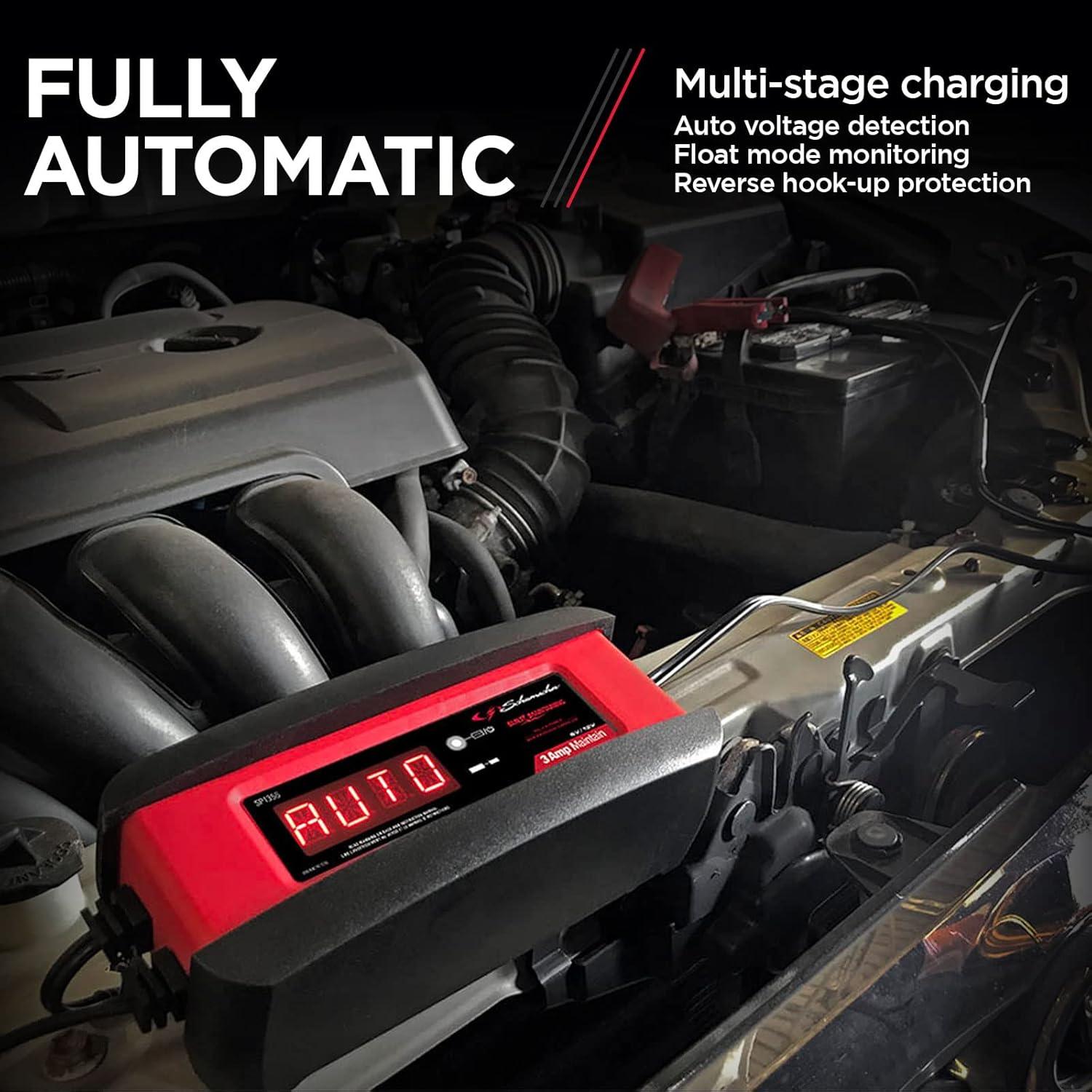 imageSchumacher Electric 3A Car Battery Charger and Maintainer 3in1 Solution for 6V12V Power Sport Automotive and Marine Batteries SP1356