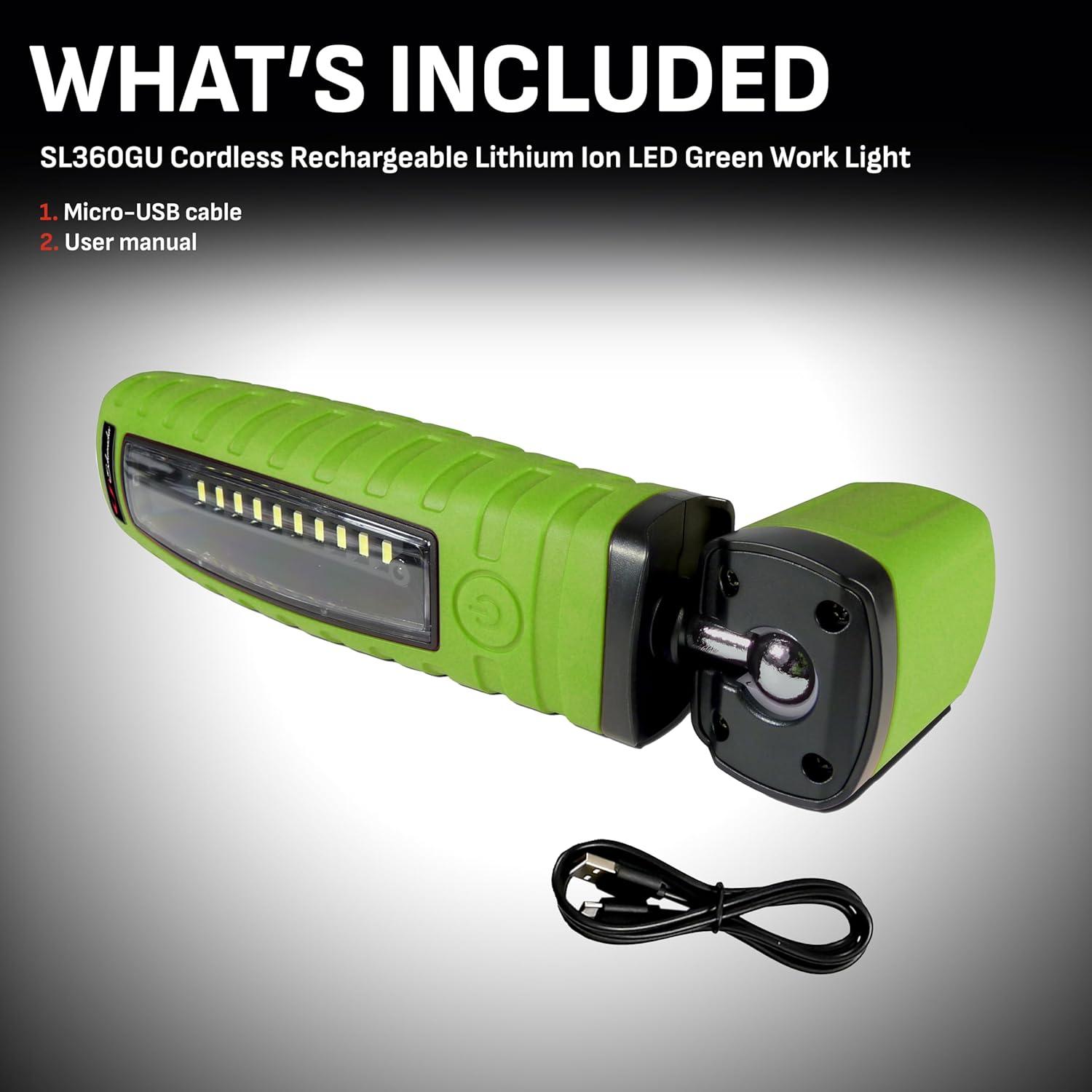 imageSchumacher Electric 400 Lumen LED Cordless Work Light and Torch 360 Degree MultiAngle Positioning 90 Degree Tilt Magnetic Mounts SL360GU