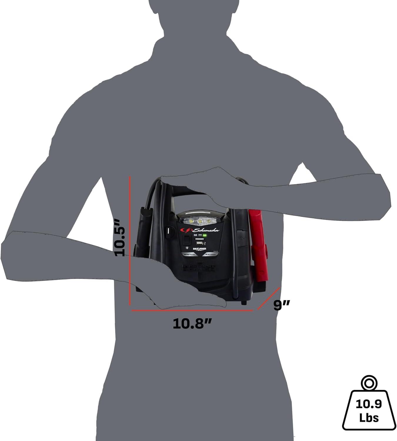 imageSchumacher Electric 600A Car Battery Jump Starter and Portable Power Station 3in1 Solution 12V DC Charging for Power Sport Automotive and Marine Batteries SJ13291000 Peak Amps