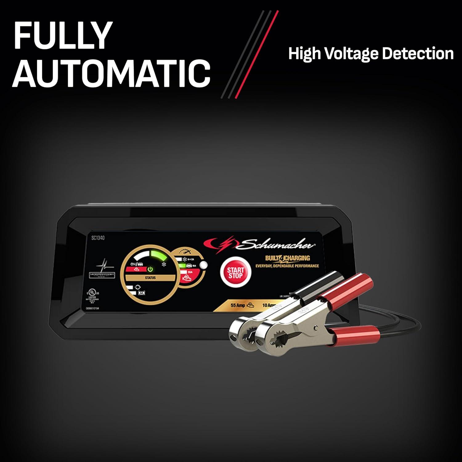 imageSchumacher Electric 6A Car Battery Charger and 55A Engine Starter 4in1 Solution Maintainer 10A Boost for 6V12V Power Sport Automotive and Marine Batteries SC1340