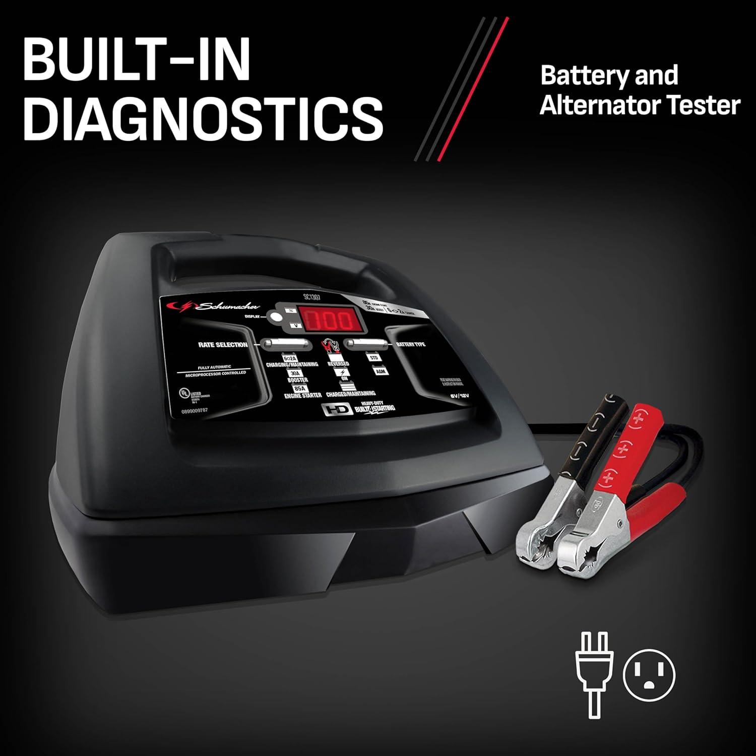 imageSchumacher Electric 6A Car Battery Charger and 85A Engine Starter 6in1 Solution Maintainer 30A Boost for 6V12V Power Sport Automotive and Marine Batteries SC1307