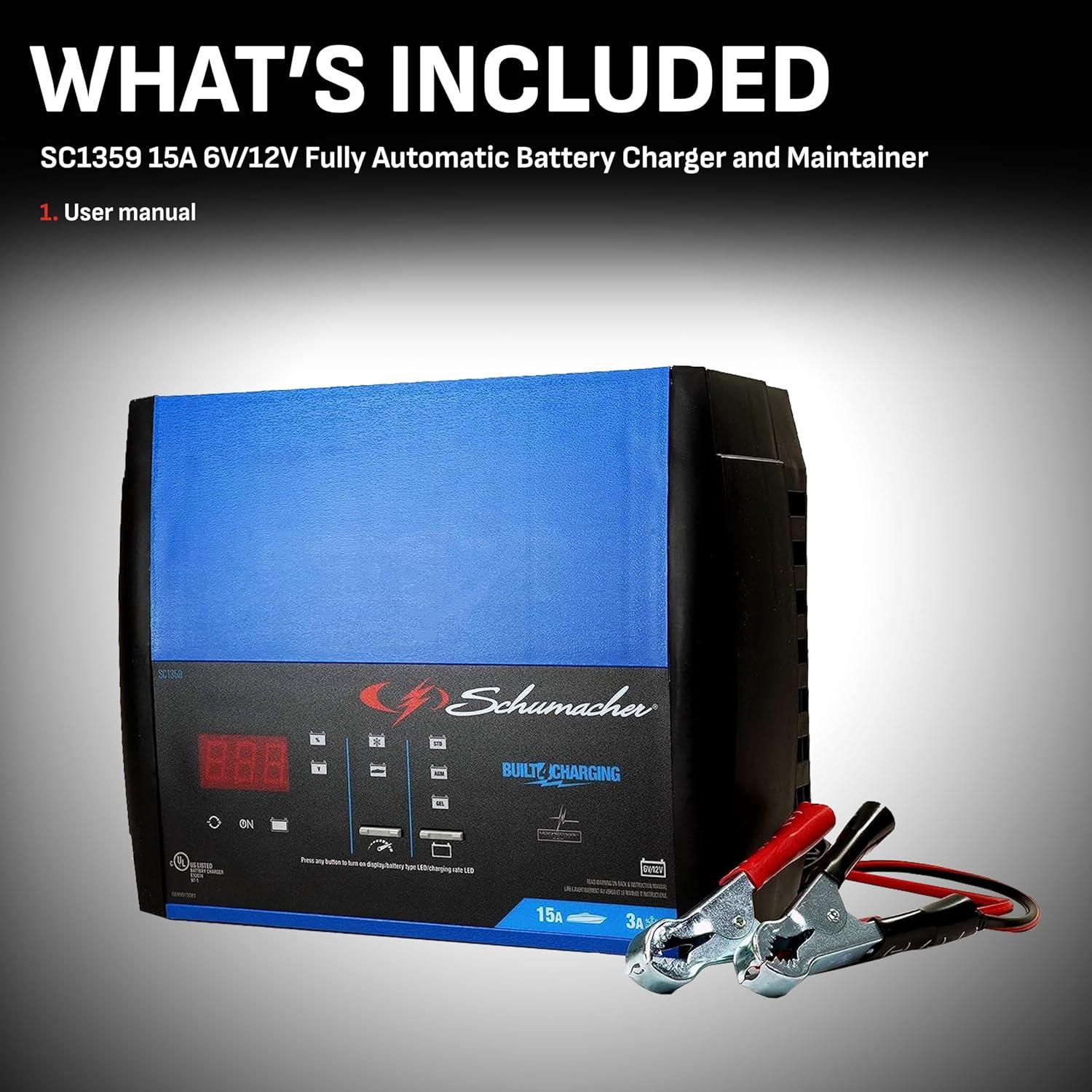imageSchumacher Electric 6A Car Battery Charger and Maintainer 3in1 Solution for 6V12V Power Sport Automotive and Marine Batteries SC13574 Pack of 2