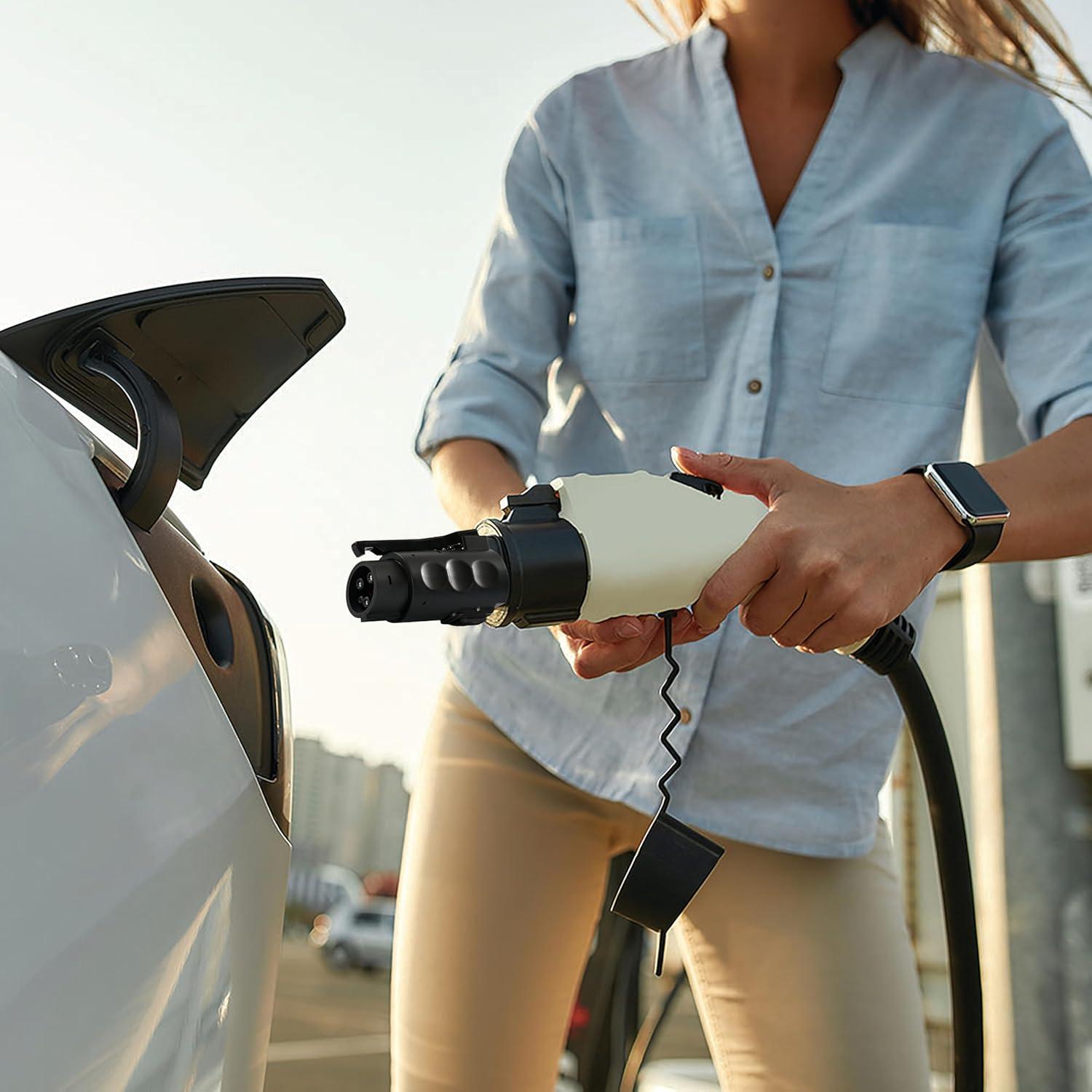 imageSchumacher Electric Adapter to Convert Level 1 and Level 2 Tesla NACS EV Chargers to Fit J1772 EV Charging Ports SA947 80 Amps 250 Volts Includes Security Lock