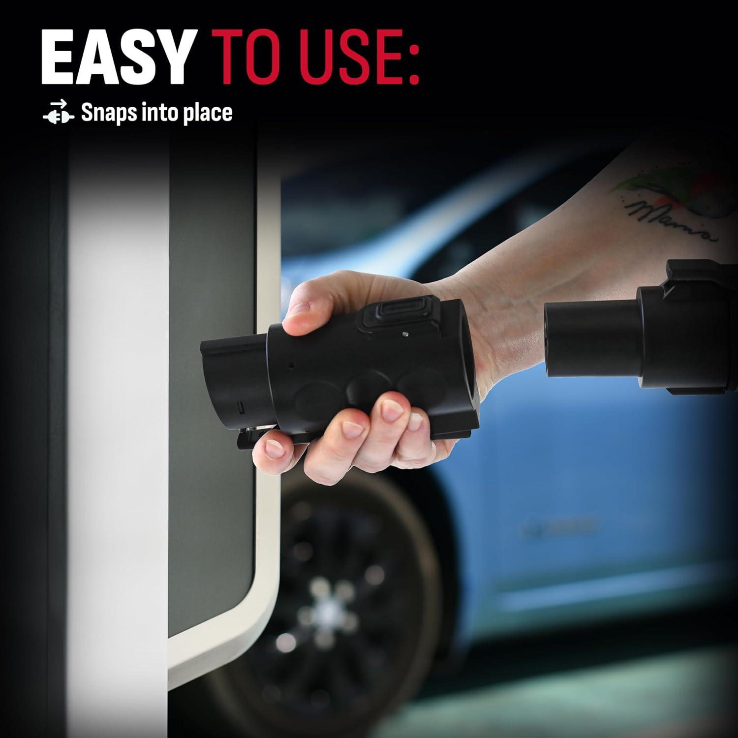imageSchumacher Electric Adapter to Convert Level 1 and Level 2 Tesla NACS EV Chargers to Fit J1772 EV Charging Ports SA947 80 Amps 250 Volts Includes Security Lock