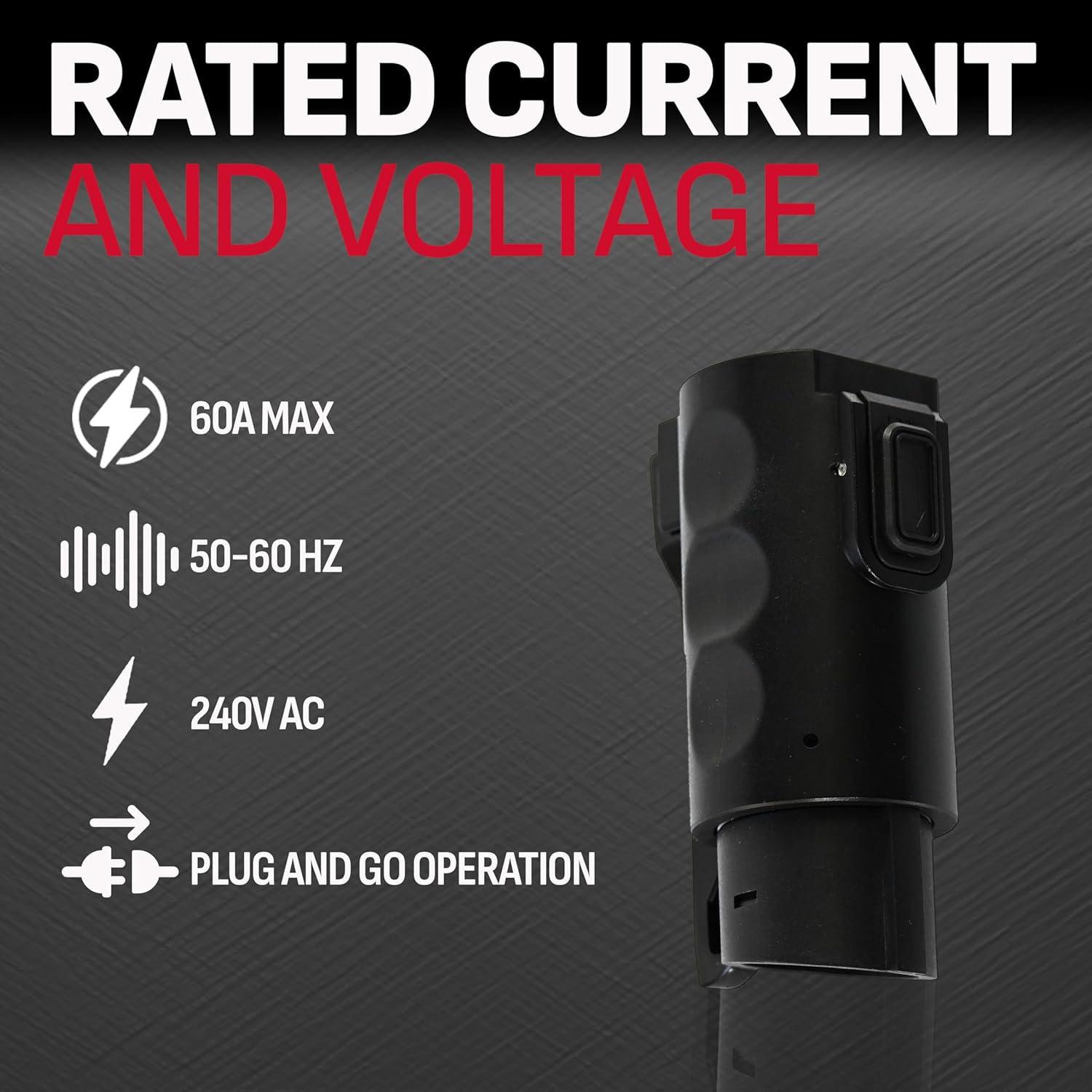 imageSchumacher Electric Adapter to Convert Level 1 and Level 2 Tesla NACS EV Chargers to Fit J1772 EV Charging Ports SA947 80 Amps 250 Volts Includes Security Lock