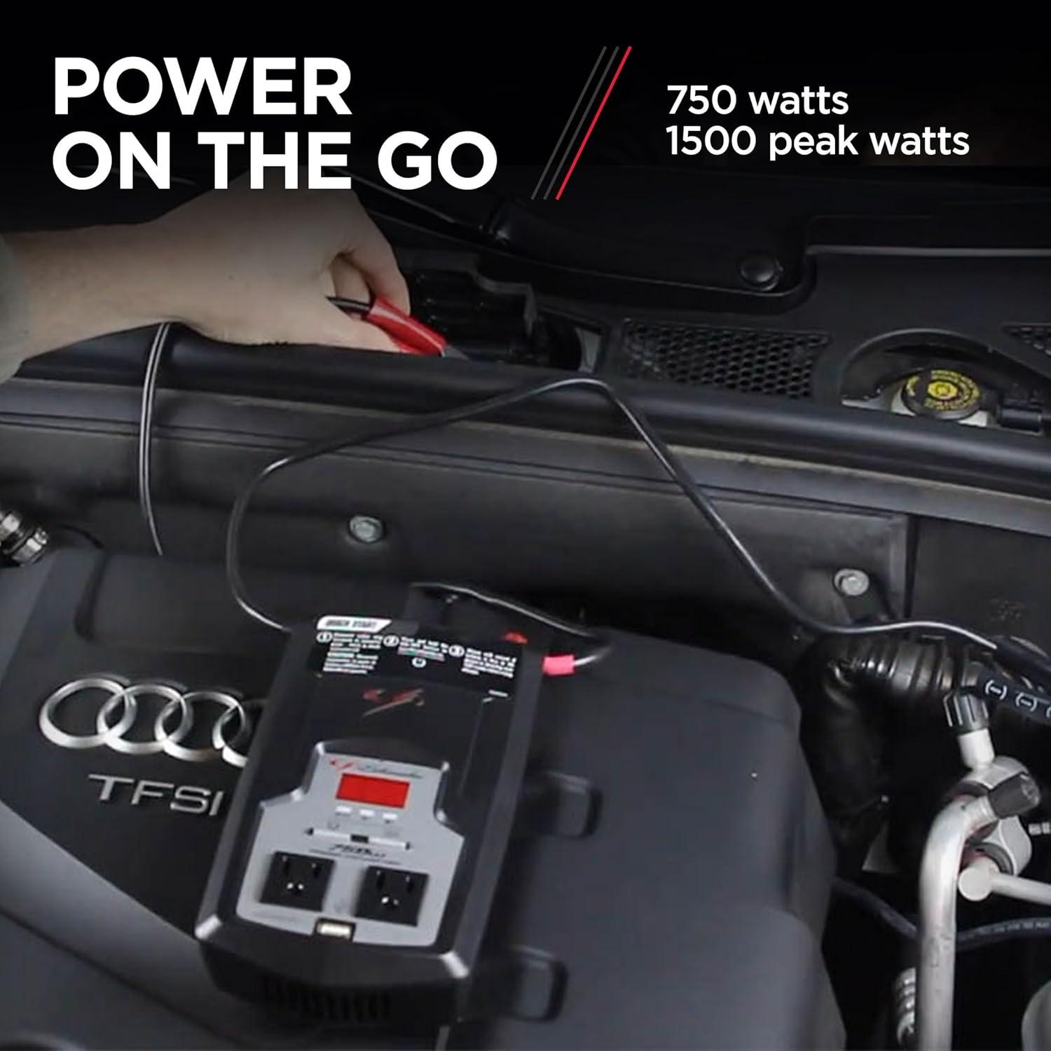imageSchumacher Electric DC to AC Power Converter XI75DU 750 Continuous Watts 1500 Peak Wats 2 AC Outlets 2 Amp USB Port
