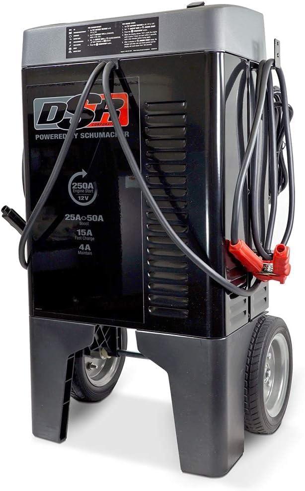 imageSchumacher Electric DSR Pro Series 12V Battery Charger ampamp Engine Starter  Heavy Duty Wheeled Battery Charger  250 Peak Amps  for Cars Trucks RVs ampamp More  DSR121DSR121