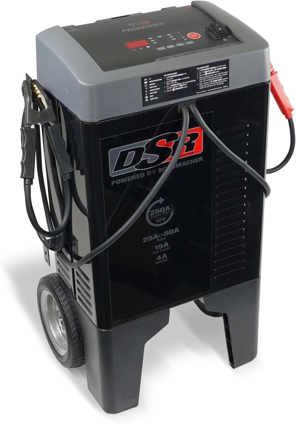 imageSchumacher Electric DSR Pro Series 12V Battery Charger ampamp Engine Starter  Heavy Duty Wheeled Battery Charger  250 Peak Amps  for Cars Trucks RVs ampamp More  DSR121DSR121
