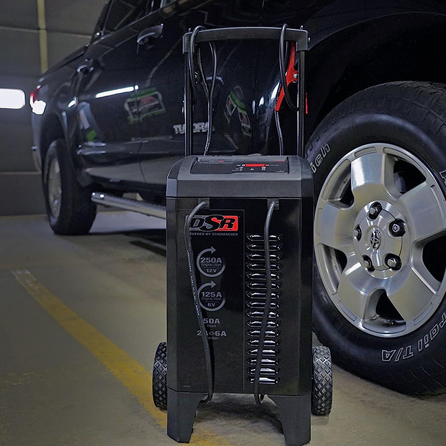 imageSchumacher Electric DSR Pro Series 12V Battery Charger ampamp Engine Starter  Heavy Duty Wheeled Battery Charger  250 Peak Amps  for Cars Trucks RVs ampamp More  DSR121DSR131