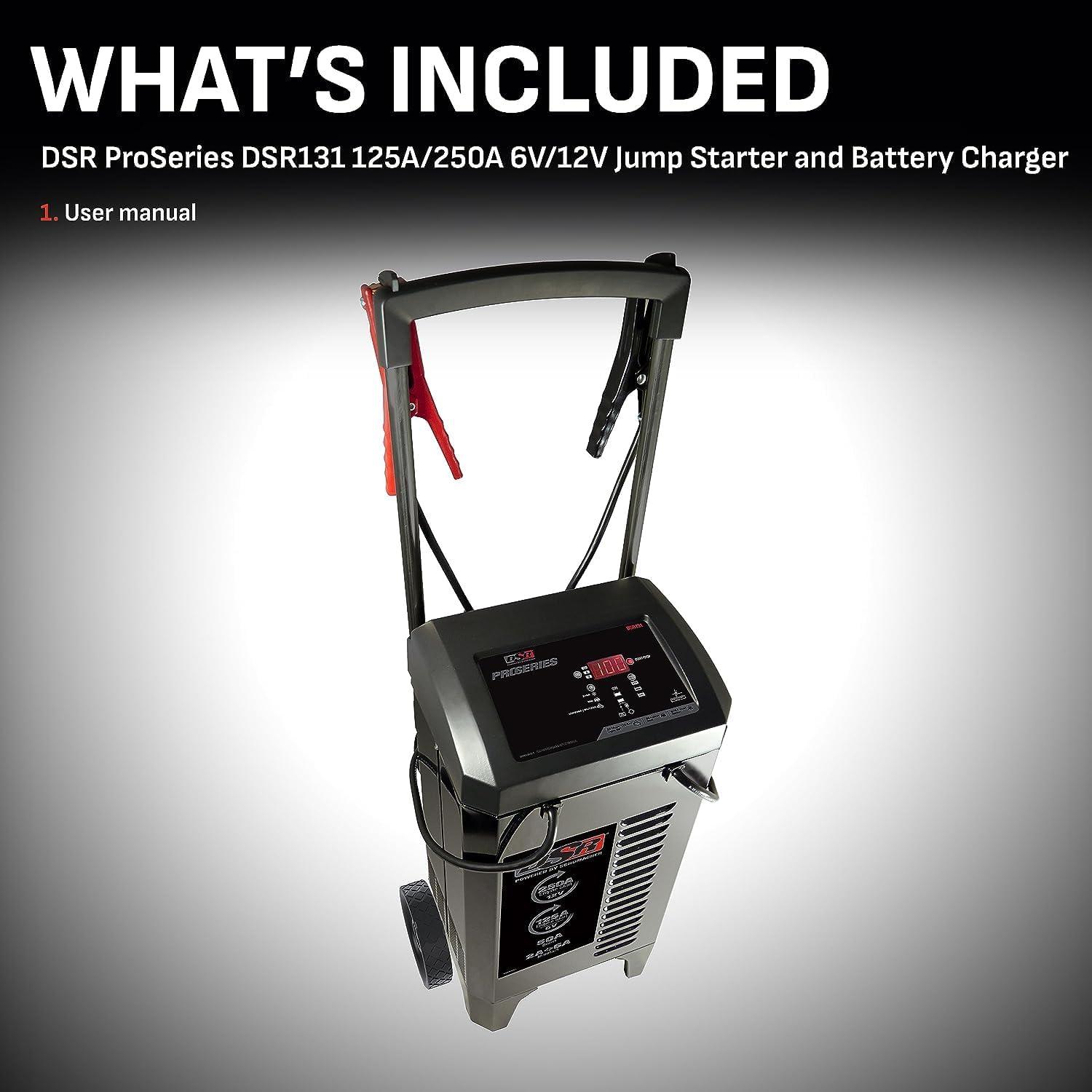 imageSchumacher Electric DSR Pro Series 12V Battery Charger ampamp Engine Starter  Heavy Duty Wheeled Battery Charger  250 Peak Amps  for Cars Trucks RVs ampamp More  DSR121DSR131