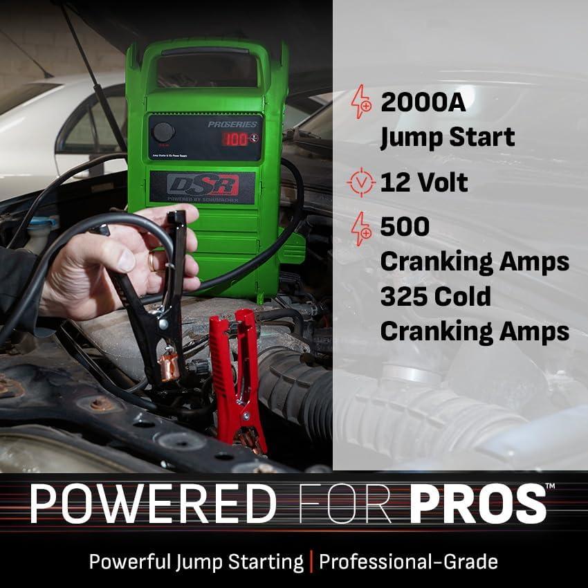 imageSchumacher Electric DSR Pro Series Portable Jump Starter ampamp Power Station  12V Jump Box for Car SUV ampamp RV Batteries  2000 Peak Amps ampamp 325 Cold Cranking Amps  12V DC Power Outlet  DSR168G