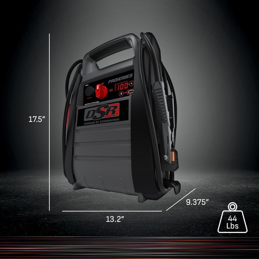 imageSchumacher Electric DSR ProSeries Car Battery Jump Starter  2200 Peak Amp 12V Car Starter Jump Box ampamp Portable Power Station  Digital Display HeavyDuty Clamps  DSR1651224V 4400 Peak Amp