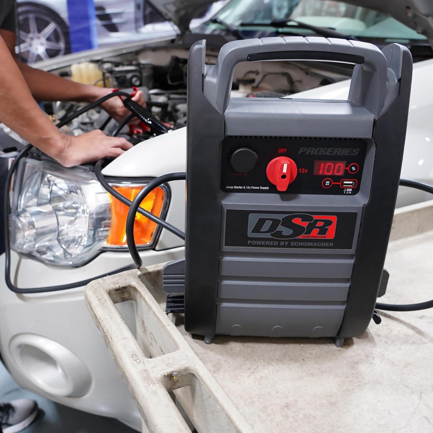 imageSchumacher Electric DSR ProSeries Car Battery Jump Starter  2200 Peak Amp 12V Car Starter Jump Box ampamp Portable Power Station  Digital Display HeavyDuty Clamps  DSR16512V 2200 Peak Amp