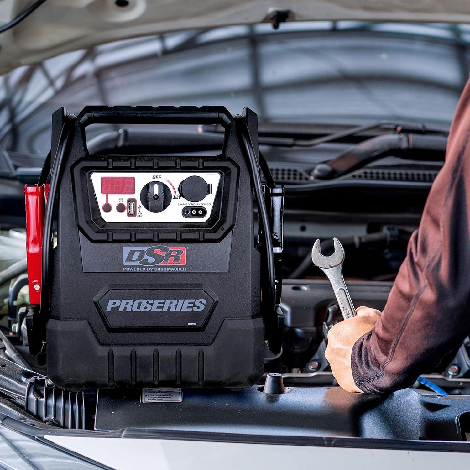 imageSchumacher Electric DSR ProSeries Car Battery Jump Starter Maintainer ampamp Portable Power Station  12V 2400 Peak Amps ampamp 500 Cranking Amps  with DC ampamp USB Charging Ports  DSR158DSR157