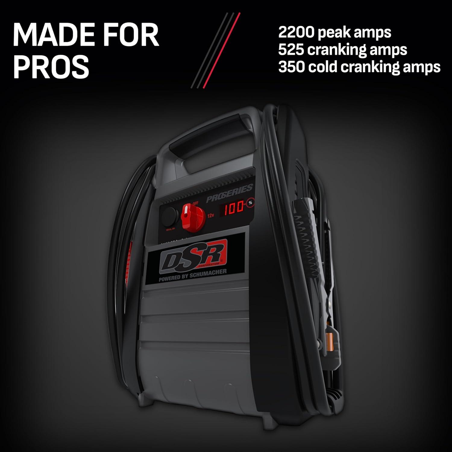 imageSchumacher Electric DSR ProSeries DSR167 Jump Starter Inverter and Portable Power Station with AC 12Volt DC and USB Outlets 2250 Amps 12 Volt 400 Watt Black and Gray 1 Unit