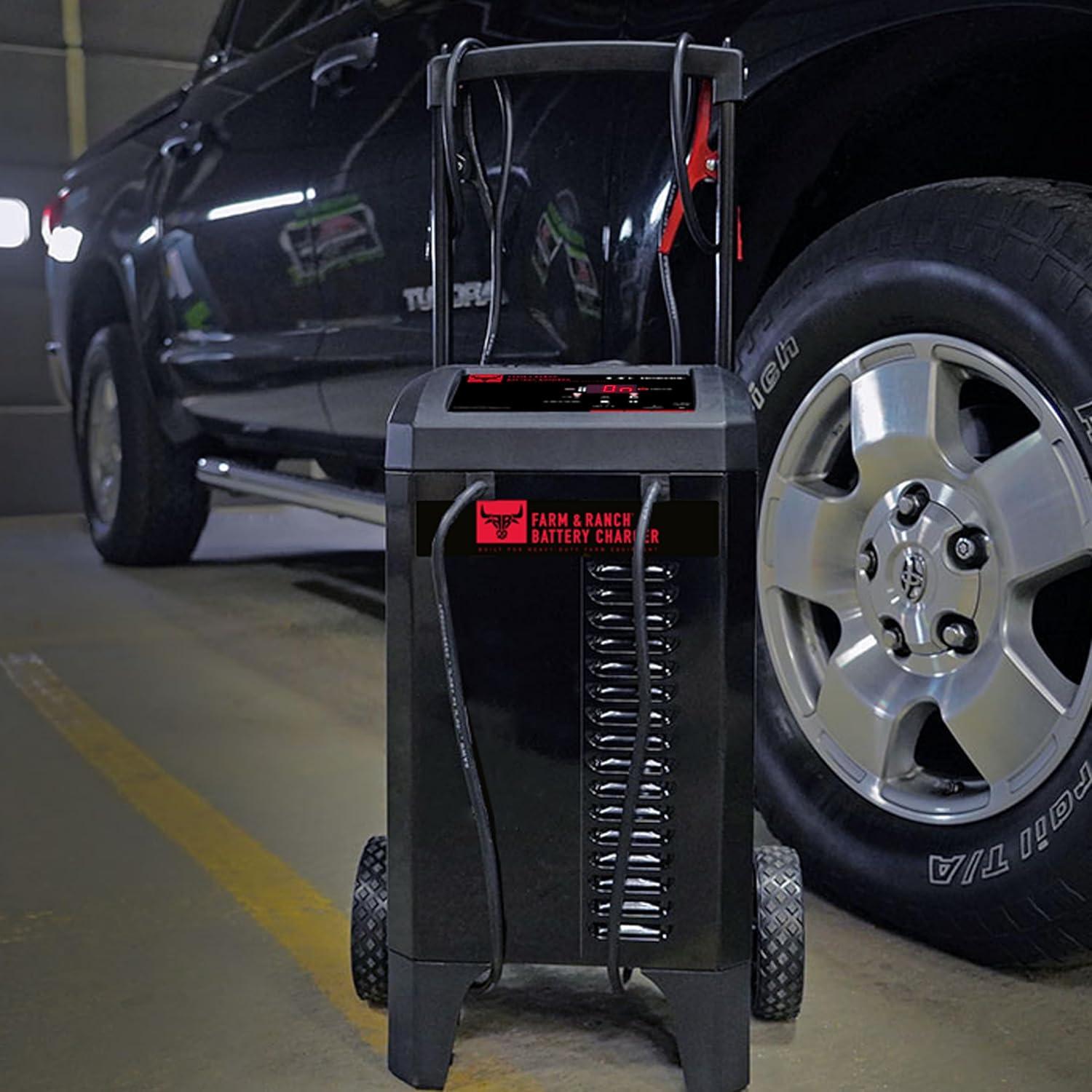 imageSchumacher Electric Farm ampamp Ranch Wheeled Automatic 6A Car Battery Charger and 250A Engine Starter 4in1 Solution Maintainer 50A Boost for 6V12V Automotive and Marine Batteries FR01336Newer Version