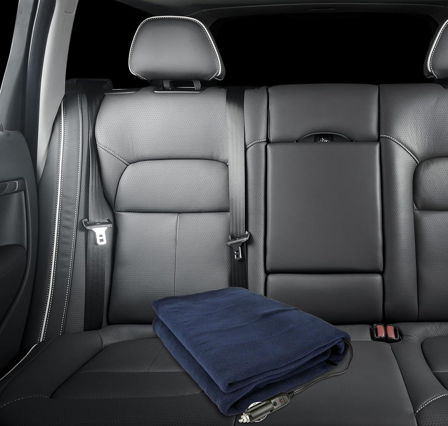 imageSchumacher Electric Heated Polar Fleece Lap Blanket SA877 64 Inch Cord for Emergencies Road Trips Camping and Tailgating Plugs into 12 Volt DC Accessory OutletNavy