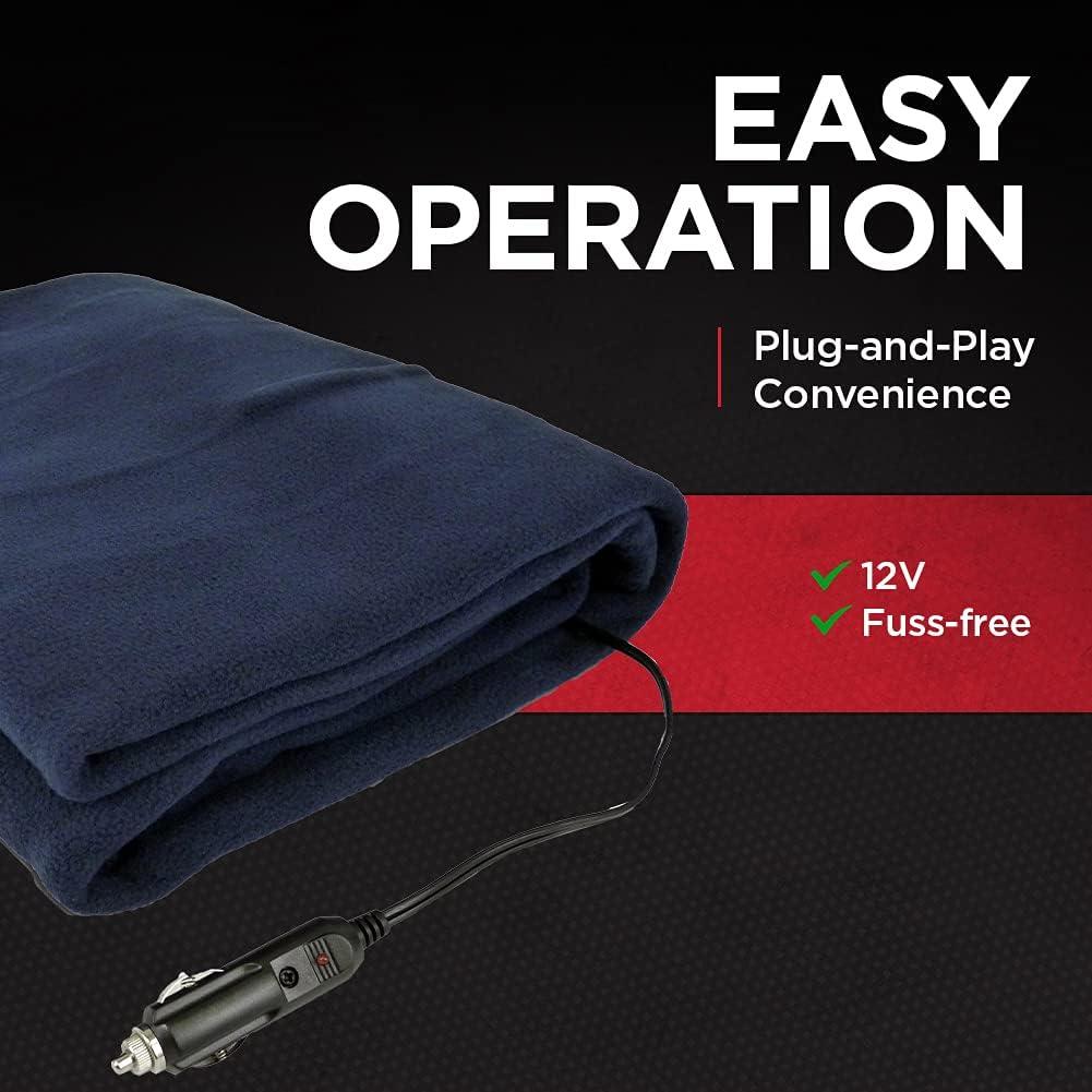 imageSchumacher Electric Heated Polar Fleece Lap Blanket SA877 64 Inch Cord for Emergencies Road Trips Camping and Tailgating Plugs into 12 Volt DC Accessory OutletNavy
