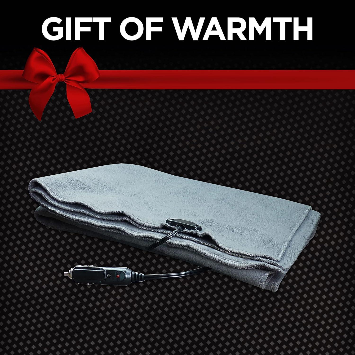 imageSchumacher Electric Heated Polar Fleece Lap Blanket SA877 64 Inch Cord for Emergencies Road Trips Camping and Tailgating Plugs into 12 Volt DC Accessory OutletGray