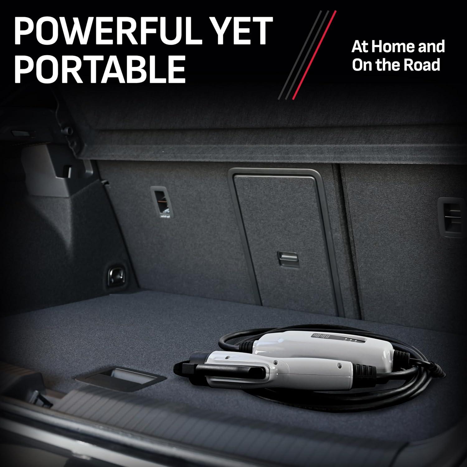 imageSchumacher Electric Level 1 Portable EV Charger 12 Amp 120 Volt NEMA 515P Plug IndoorOutdoor Charging J1772 Connector 20 Foot Charging Cable SEV1670
