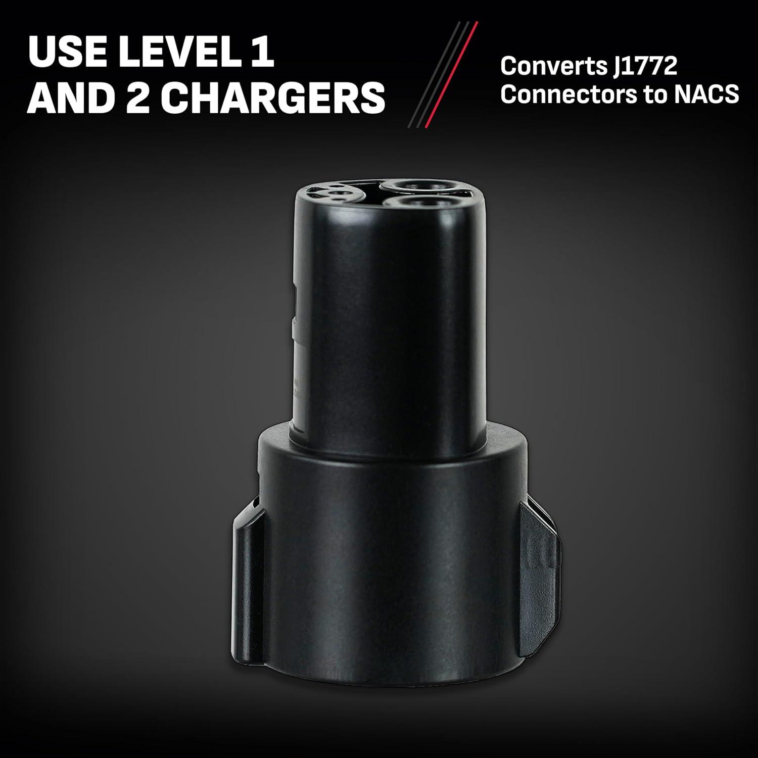 imageSchumacher Electric NACS Adapter for J1772 Compatible EV Chargers for Level 1 and Level 2 Chargers Compact Size Charge Your Tesla from Any Charger
