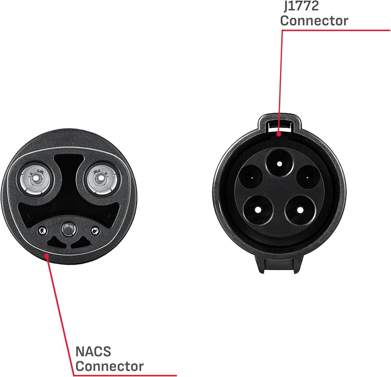 imageSchumacher Electric NACS Adapter for J1772 Compatible EV Chargers for Level 1 and Level 2 Chargers Compact Size Charge Your Tesla from Any Charger