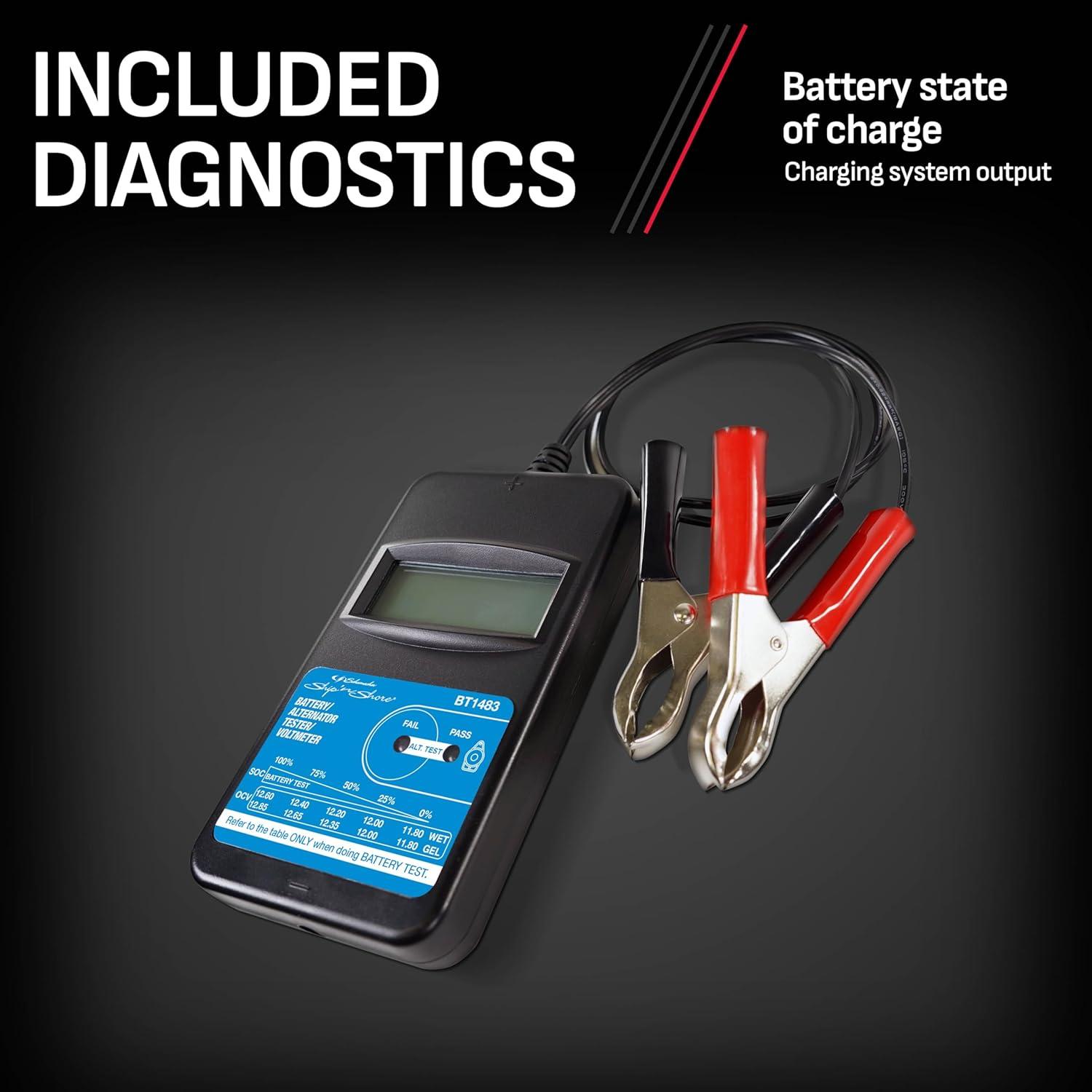 imageSchumacher Electric Ship n Shore Compact Battery and Alternator Tester for 6V12V24V Batteries for VRLA AGM and Gel Battery Types BT1483