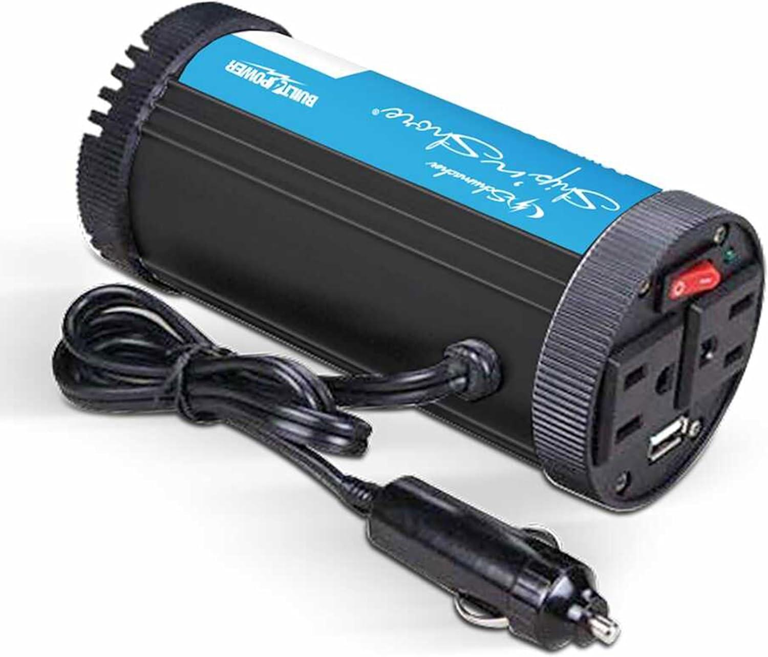 imageSchumacher Electric Ship n Shore SI1479 150 Continuous Watt300 Peak Watt DCtoAC Power Inverter Two 120Volt AC Outlets 21Amp USB Port Black 1 Unit