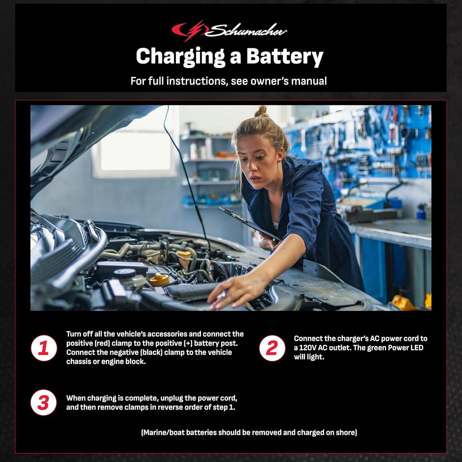 imageSchumacher Electric TwoBank 2A Car Battery Charger and Maintainer 2in1 Solution Simultaneous Charging for 6V12V Power Sport Automotive and Marine Batteries SC1410