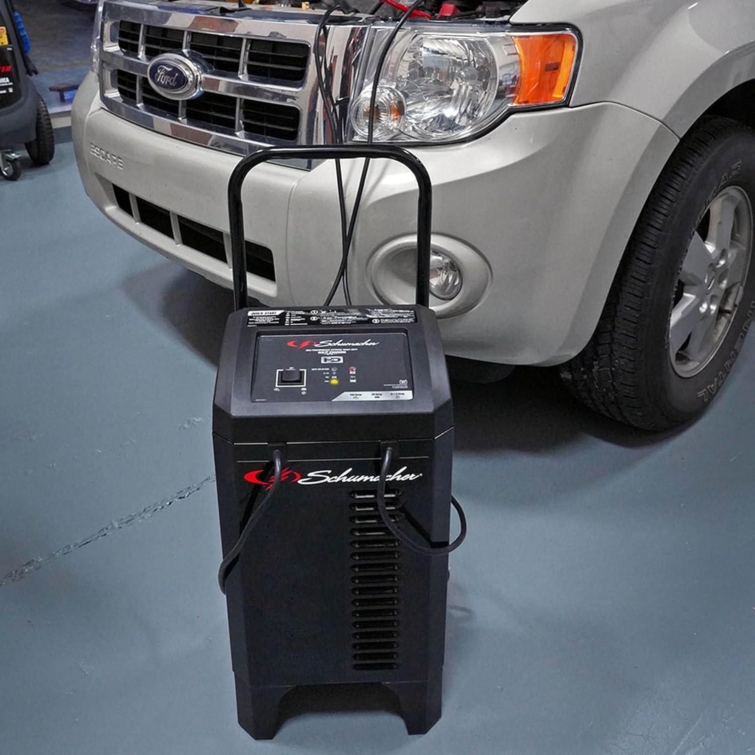 imageSchumacher Electric Wheeled Automatic 6A Car Battery Charger and 150A Engine Starter 4in1 Solution Maintainer 20A Boost for 12V Automotive and Marine Batteries SC1364