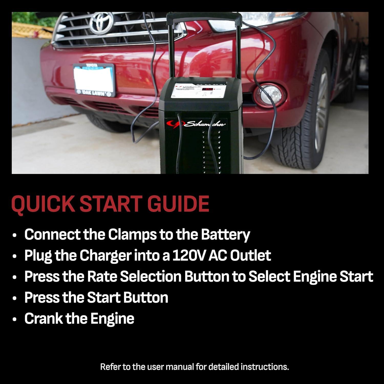 imageSchumacher Electric Wheeled Automatic 6A Car Battery Charger and 225A Engine Starter 4in1 Solution for 6V12V Batteries Maintainer 40A Boost for Automotive and Marine Batteries SC1632