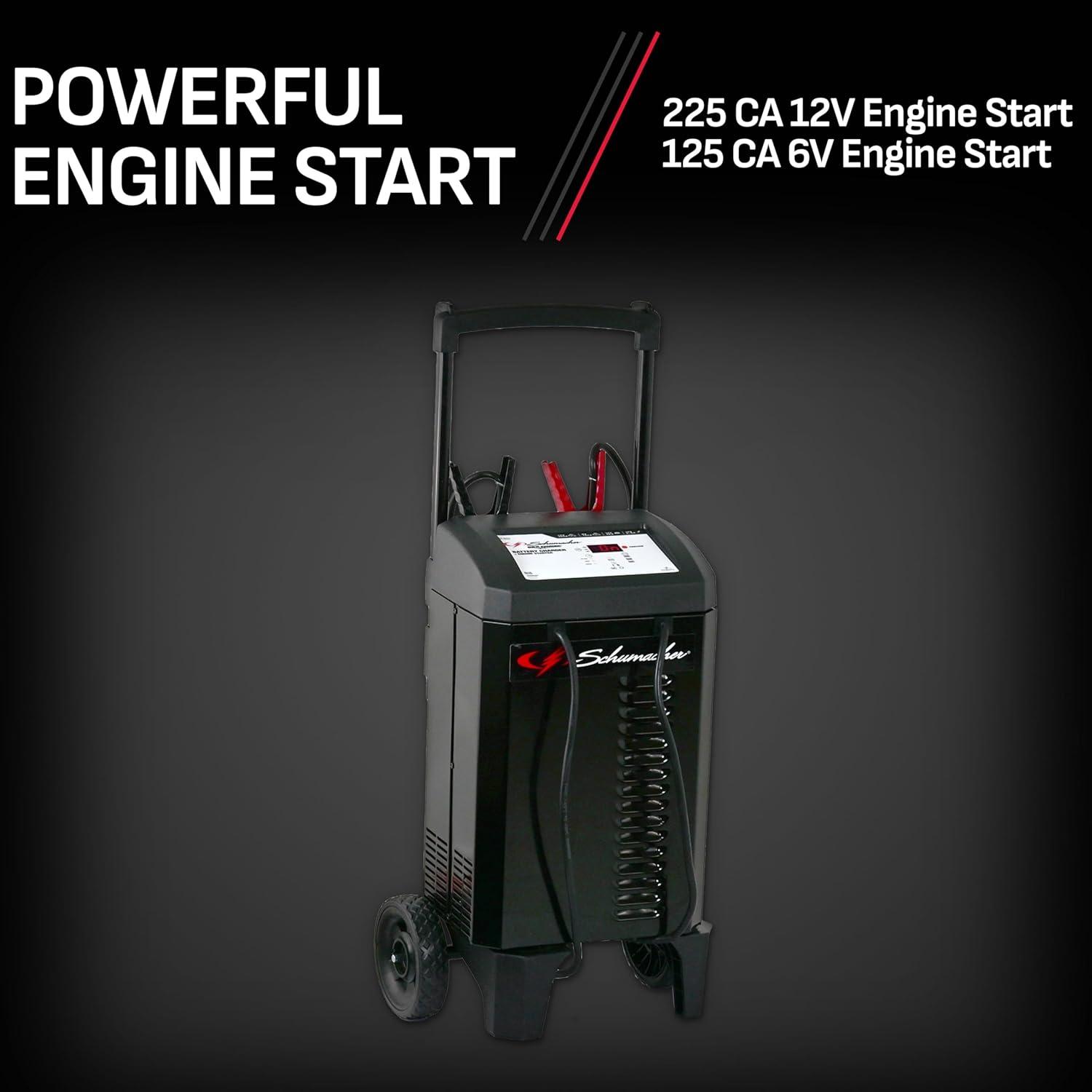 imageSchumacher Electric Wheeled Automatic 6A Car Battery Charger and 225A Engine Starter 4in1 Solution for 6V12V Batteries Maintainer 40A Boost for Automotive and Marine Batteries SC1632