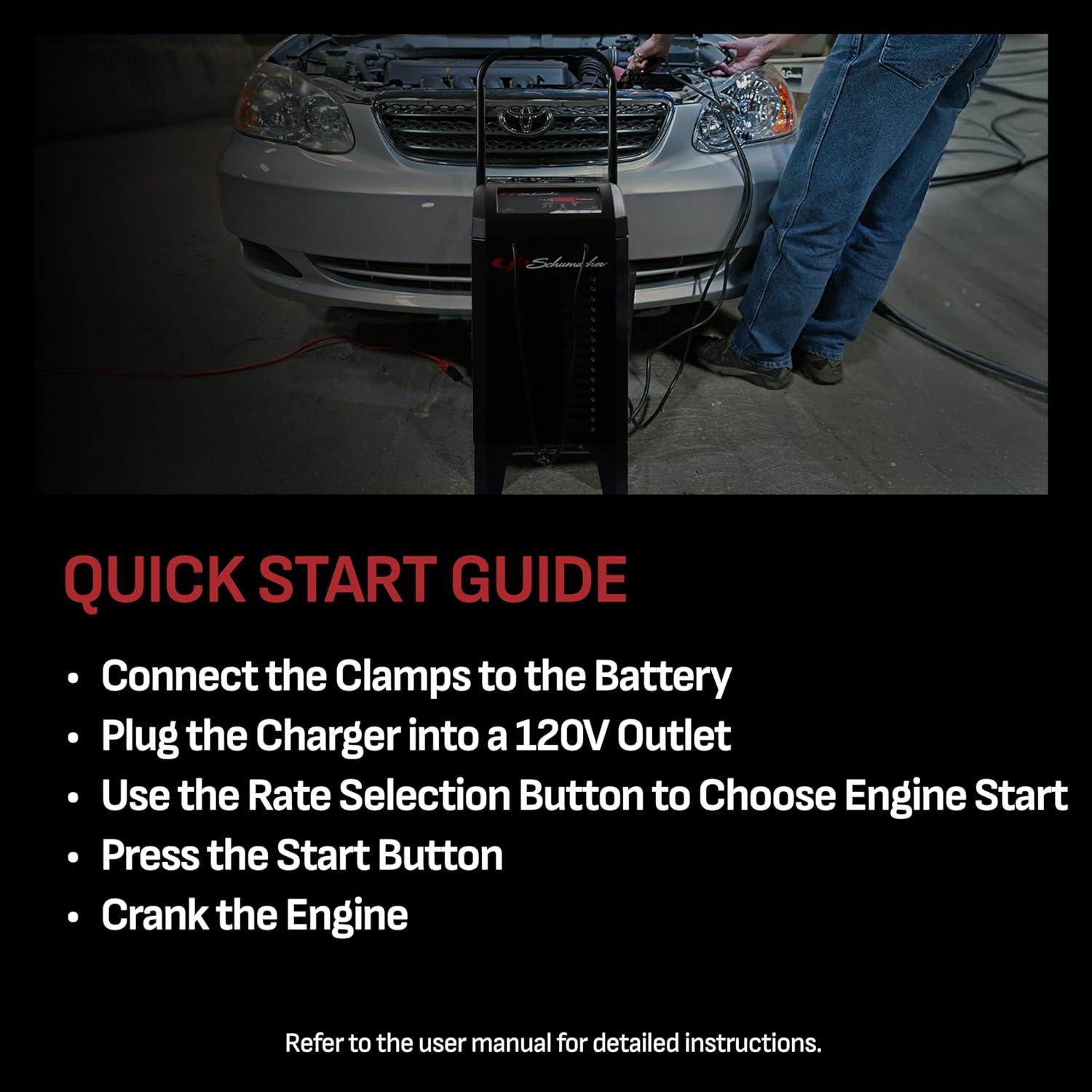 imageSchumacher Electric Wheeled Automatic 6A Car Battery Charger and 300A Engine Starter 4in1 Solution Maintainer 60A Boost for 6V12V Power Sport Automotive and Marine Batteries SC140040200A