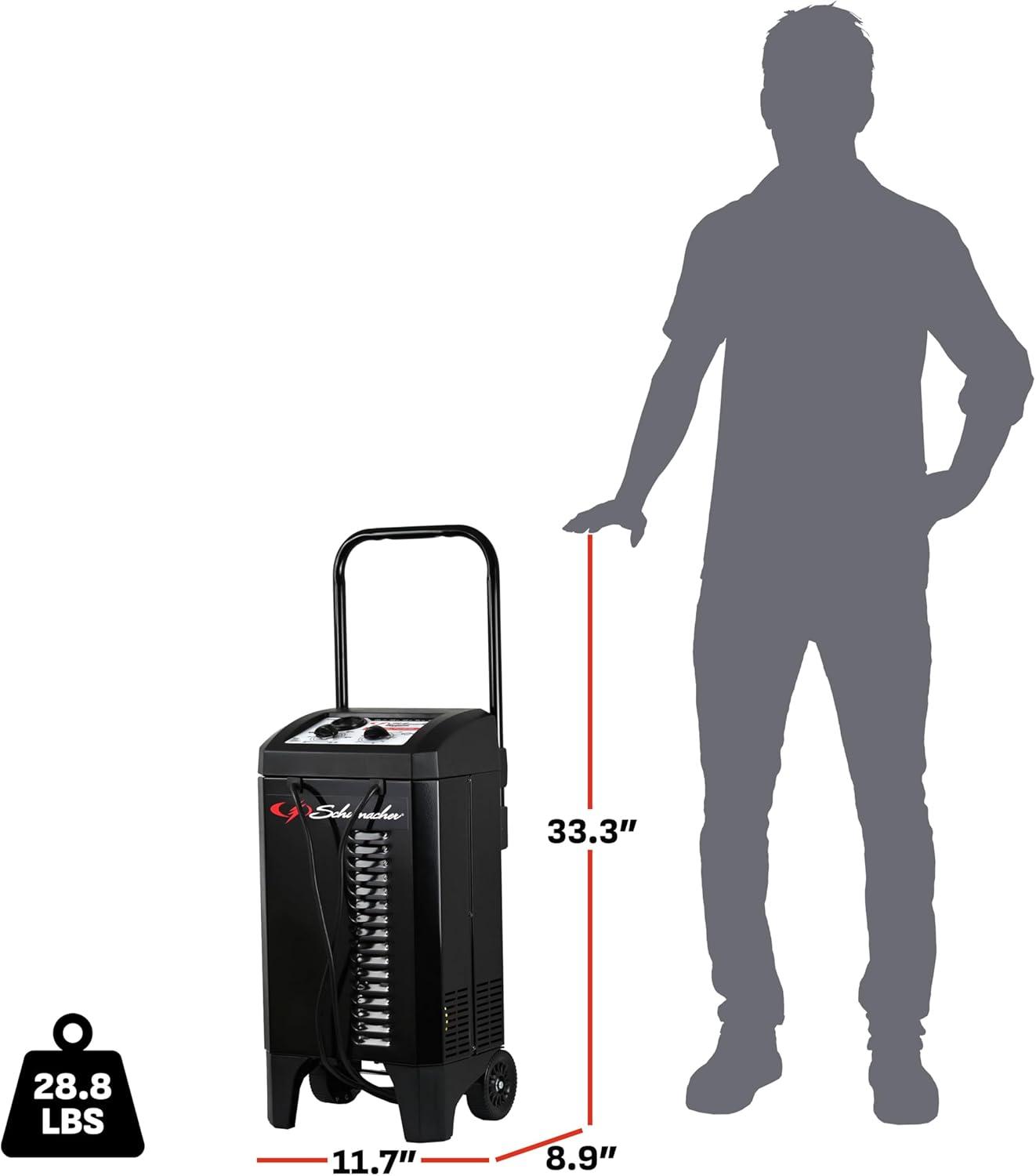 imageSchumacher Electric Wheeled Manual 10A Car Battery Charger and 250A Engine Starter 2in1 Solution 50A Boost for 6V12V Power Sport Automotive and Marine Batteries SC1445200 Amp