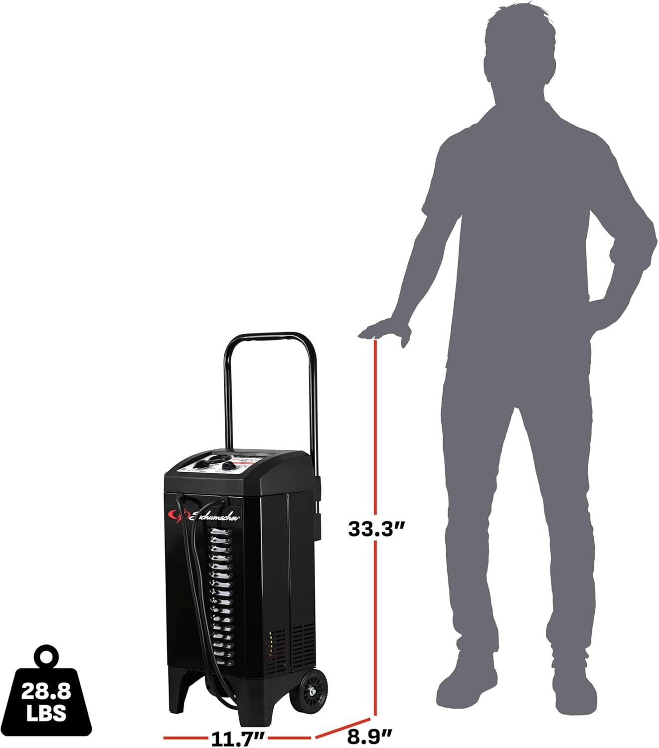 imageSchumacher Electric Wheeled Manual 10A Car Battery Charger and 250A Engine Starter 2in1 Solution 50A Boost for 6V12V Power Sport Automotive and Marine Batteries SC1445250 Amp