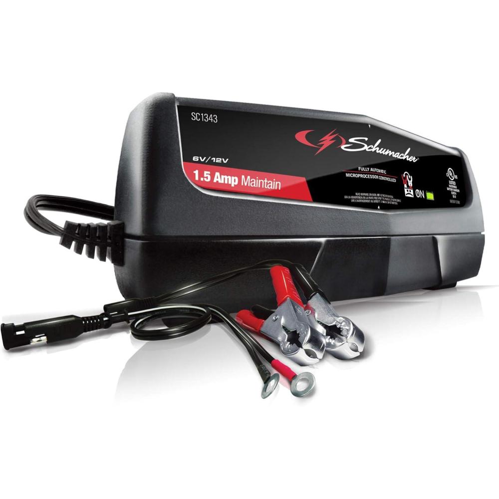 imageSchumacher Electric 15A Car Battery Charger and Maintainer 3in1 Solution for 6V12V Batteries Power Sport Automotive and Marine Batteries SC1343