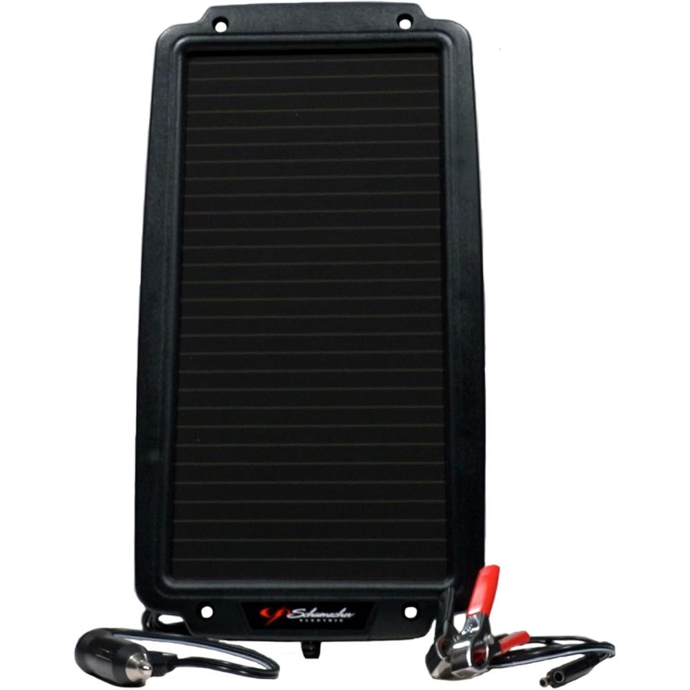 imageSchumacher Electric 24W Solar Car Battery Maintainer Amorphous Solar Technology Water Resistant for 12V Power Sport Automotive and Marine Batteries SP200