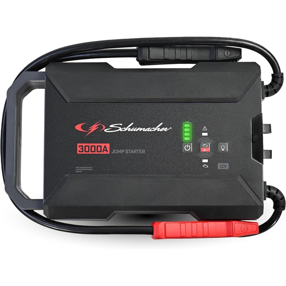 imageSchumacher Electric 3000A Lithium Car Battery Jump Starter and Portable Power PackJump Box 3in1 Solution 24A USB Charging for 12V Power Sport Automotive and Marine Batteries SL1653