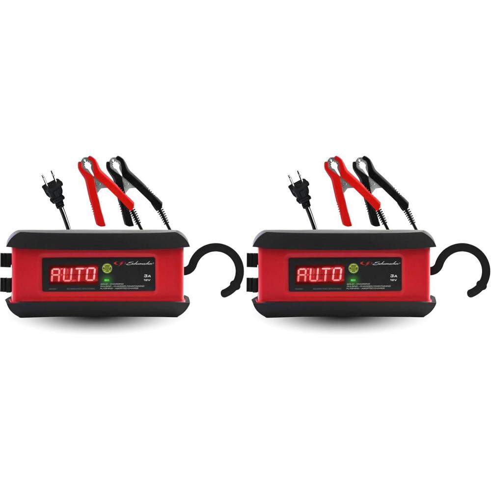 imageSchumacher Electric 3A Car Battery Charger and Maintainer 3in1 Solution for 12V Power Sport Automotive and Marine Batteries SP1297No Size Pack of 2